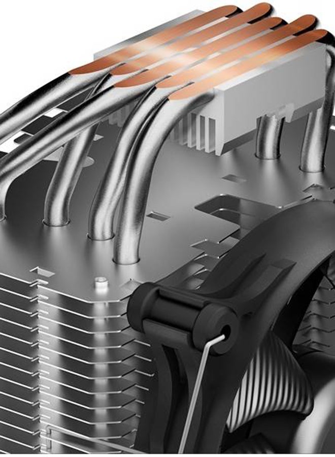 Shadow Rock 3 CPU Cooler, Shadow Wings 2 120mm PWM High-Speed Fan, 1600 RPM Fan Speed, 65 CFM Airflow, 5x 6mm Nickle-Plated Copper Heat Pipes, HDT technology, Silver / Black | BK004