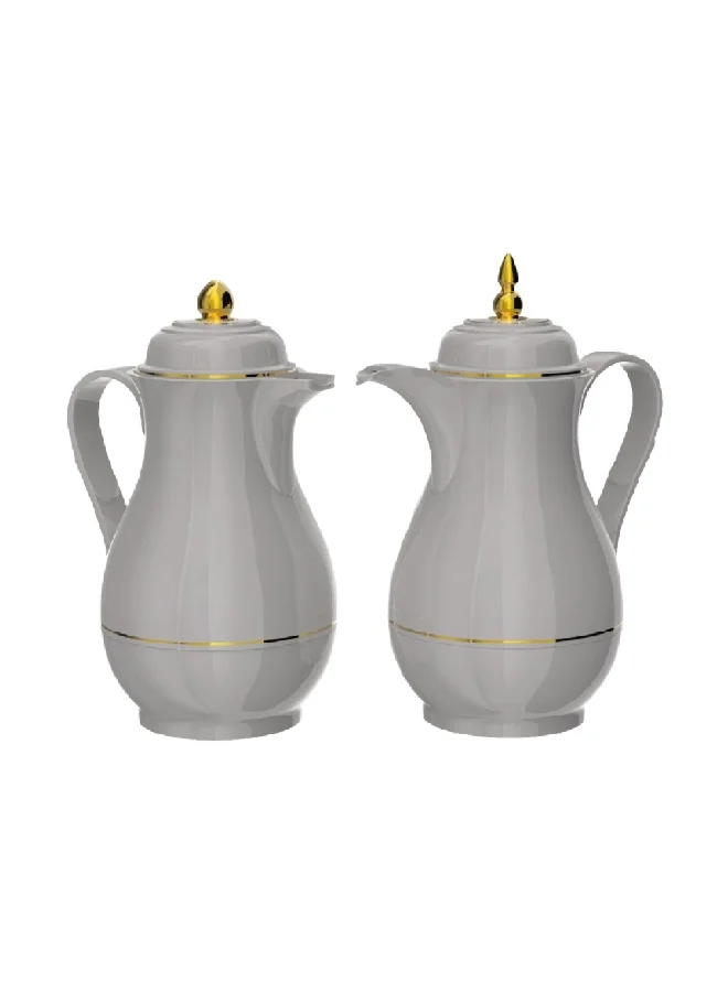 Bien Servi 2-Piece High Quality Plastic Body Vacuum Flask Set Grey 1 L KC-10RFT/10RFC