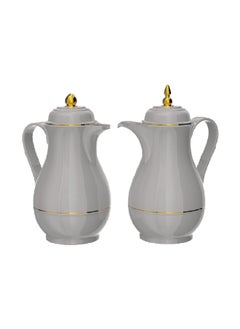 2-Piece High Quality Plastic Body Vacuum Flask Set Grey 1 L KC-10RFT/10RFC
