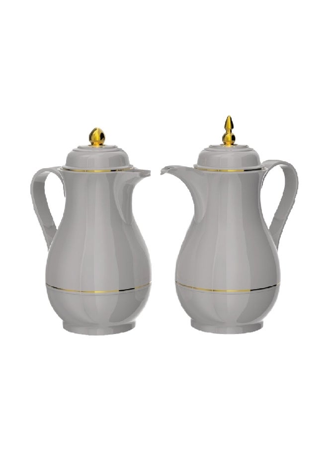 Bien Servi - 2-Piece High Quality Plastic Body Vacuum Flask Set Grey 1 L KC-10RFT/10RFC - Image 1