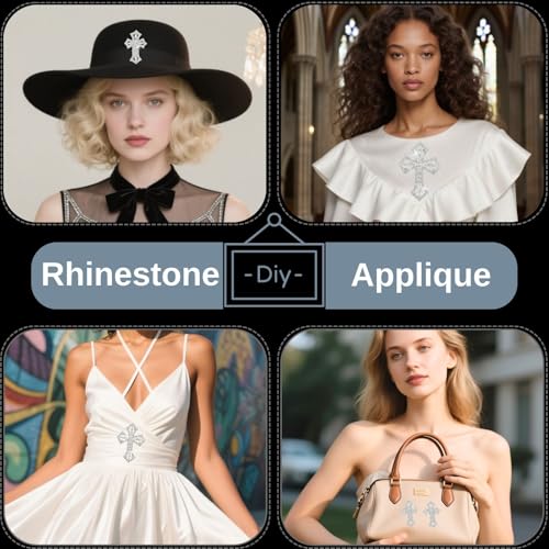 PEARLY JUN 2 Pcs Rhinestone Applique Silver White Cross Crystal Patches Clothing Diamond Trim for Dresses DIY Fabric Bridal Wedding Prom Accessories Embellishments - Image 4