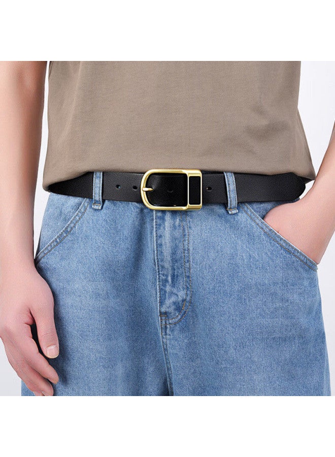 SAFIYA Qixi Festival Gift】men's Pin Buckle Belt, Two-layer Retro Waistband, Full-grain Leather Belt, American Style Belt - Image 4