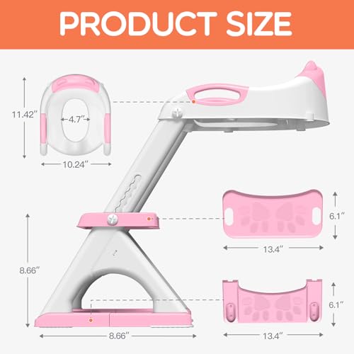 SKYROKU Potty Training Seat with Step Stool Ladder, Toddler Toilet Seat for Boys Girls, Adjustable 6 Heights Fits Round & Elongated Toilets, Anti-Slip Pads & Leak-Proof Guard - Image 5