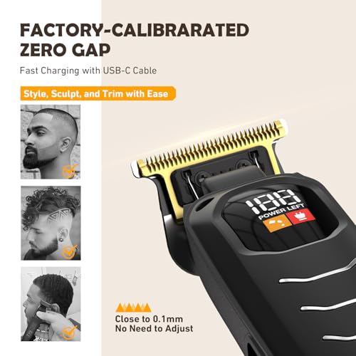 SUPRENT Professional Cordless Hair Clippers for Men- Hair Cutting Kit for Barbers & Family, Wireless Beard Hair Trimmers Set with LED Display, Rechargeable Hair Cutting Machine for Family (Black) - Image 5