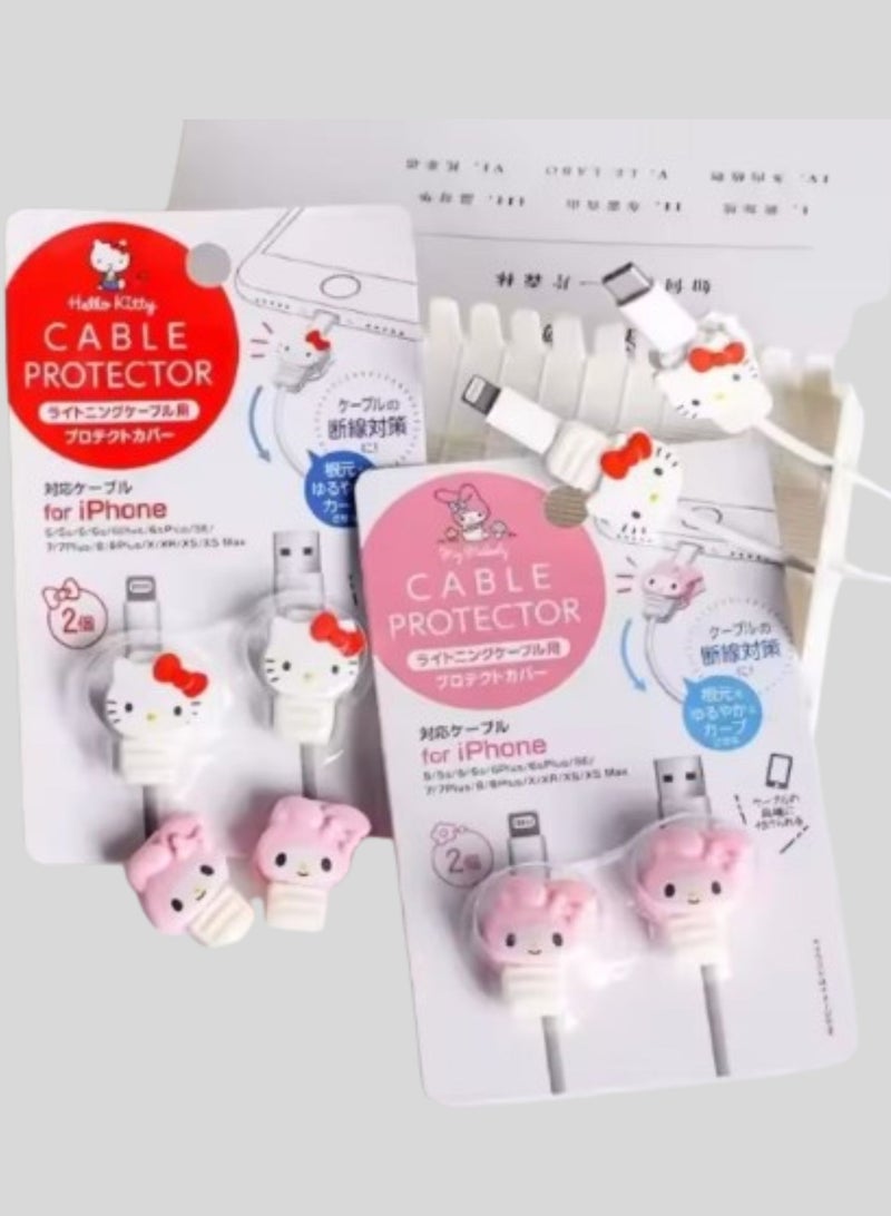 Hello Kitty Cable Protector Cell Phones Accessories 2pcs Set for iPhone (Lightning Cable) - Image 3