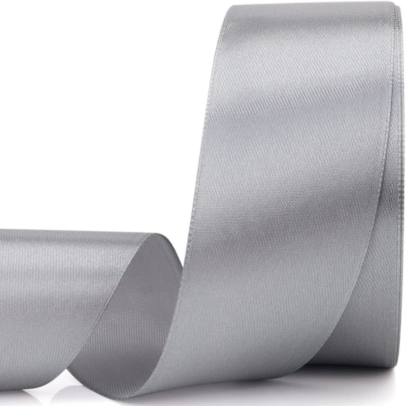 Nsilu 25 Yards 112 inches Wide Satin Ribbon Suitable for Wedding Party and Gift Box Packaging Ribbon Gray 112 - Image 3