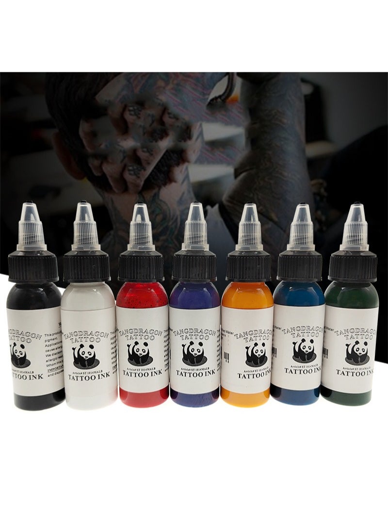 7 Color Tattoo Inks Set for Practice 1 oz 30ml/Bottle Tattoo Inks Pigment Kit for 3D Makeup Beauty Skin Body Art(30ml/pc)