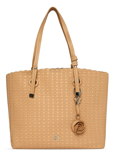 CAPRESE Caprese Andrea Abstract Khaki Faux Leather Small Tote Handbag