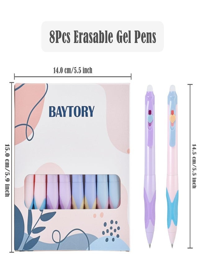BAYTORY 8Pcs Erasable Pens, 0.5mm Retractable Black Gel Ink Pen with Comfortable Grip, Make Mistakes Disappear, Aesthetics Pens Smooth Writing for Note Taking Marking Planner (Black Ink) - Image 2