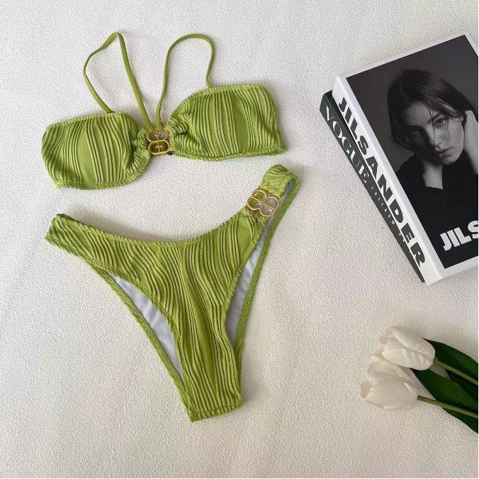 Thailand Bikini Metal Buckle Export Manufacturer Multi-Color Small Chest Ins Style Split Swimsuit Female B- Shaped Buckle - Image 1