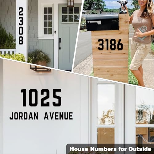 Hounahha 3 Inch House Numbers for Outside, Black Metal Address Numbers, Modern House Numbers & Letters Set, Waterproof Outdoor Sign for Wall, Mailbox, Garden, Office, Home & Living Room Decor (1) - Image 4