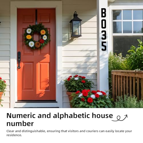 Hounahha 3 Inch House Numbers for Outside, Black Metal Address Numbers, Modern House Numbers & Letters Set, Waterproof Outdoor Sign for Wall, Mailbox, Garden, Office, Home & Living Room Decor (1) - Image 2