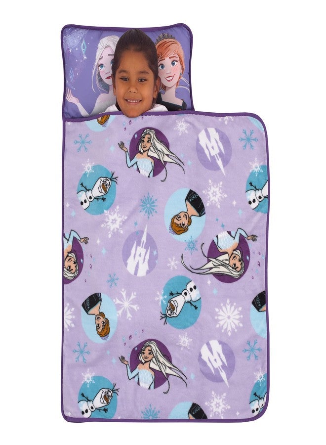 NoJo Disney Frozen Winter Cheer Lavender, Aqua, Green and White, Anna, Elsa and Olaf Toddler Nap Mat - Image 3