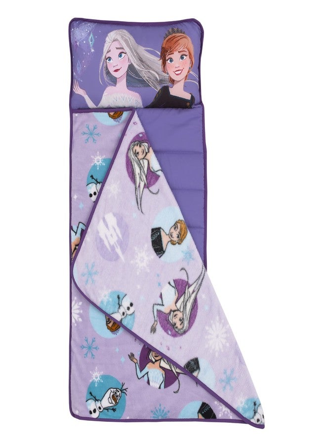 NoJo Disney Frozen Winter Cheer Lavender, Aqua, Green and White, Anna, Elsa and Olaf Toddler Nap Mat - Image 2