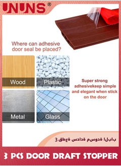 UNUNS Door Draft Stopper,3 Pack Under Door Draft Blocker Door Seal,Adjustable Door Sweeps Adhesive Waterproof Soundproof Bottom Seal Strip Stopper Weather Stripping For Exterior Interior Doors,Brown  - Image 3