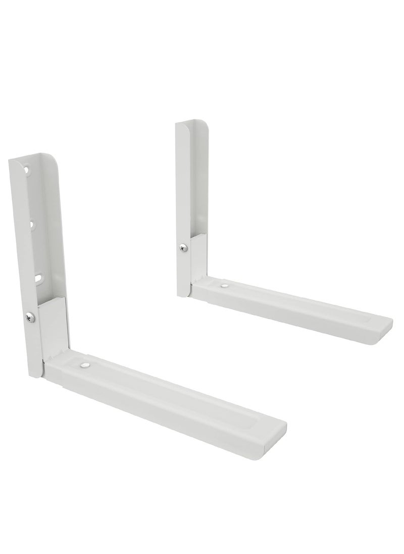 Rubik Microwave Oven Brackets Shelf, Folding Adjustable Depth Wall Hanging Space Saving Oven Stand for Kitchen Storage & Organisation (White)  - Image 1