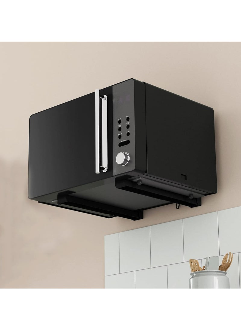 Rubik Microwave Oven Brackets Shelf, Folding Adjustable Depth Wall Hanging Space Saving Oven Stand for Kitchen Storage & Organisation (White)  - Image 2