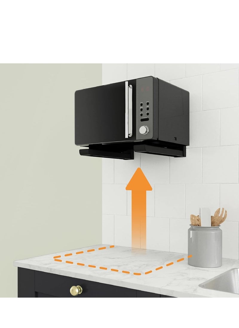 Rubik Microwave Oven Brackets Shelf, Folding Adjustable Depth Wall Hanging Space Saving Oven Stand for Kitchen Storage & Organisation (White)  - Image 3