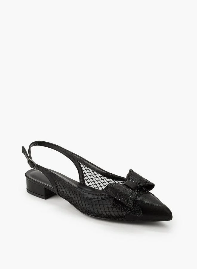Celeste Women Bow Embellished Buckle Closure Pointed Toe Shoes
