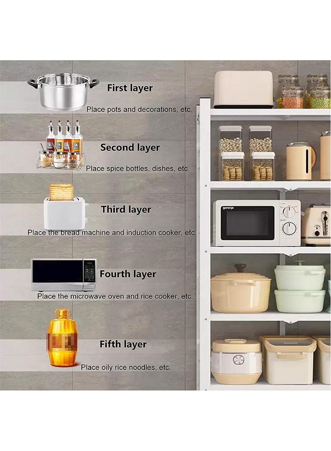 Beauenty Folding Storage Shelves, 5-Tier Metal Collapsible Shelves with Wheels, Shelving Units and Storage Rack, Rolling Shelf No Assembly (white, 5 Tier) - Image 4