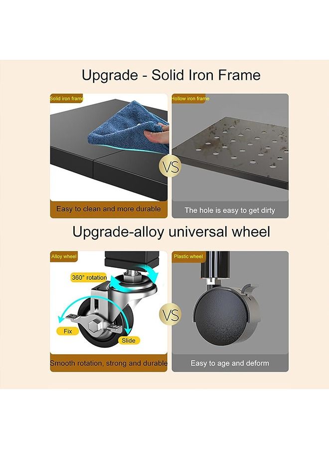 Beauenty Folding Storage Shelves, 5-Tier Metal Collapsible Shelves with Wheels, Shelving Units and Storage Rack, Rolling Shelf No Assembly (white, 5 Tier) - Image 5