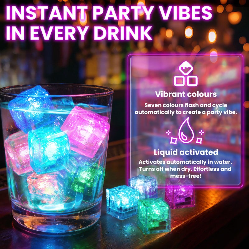 TRUSBER Light Up Ice Cubes, Multicolor Ice Cubes for Drinks with Changing Lights, Waterproof Reusable Glowing Flashing Ice Cube for Club Bar Party Wedding Decoration (12 Pack) - Image 2