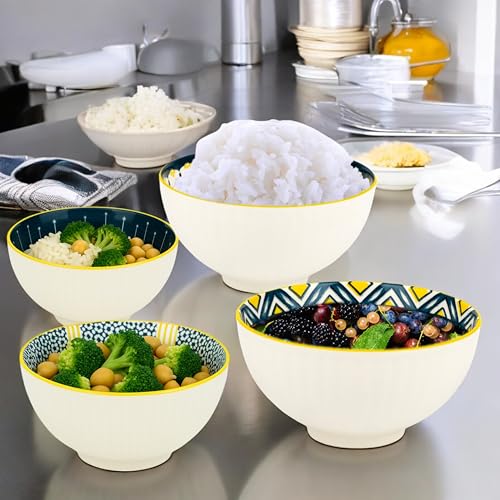 Hexwell Ceramic Bowl Set 330ml Set of 4 | Small Porcelain Bowls for Dessert Soup Snacks | Microwave Dishwasher Safe | Stackable Serving Bowls for Kitchen Dining Everyday Use - Image 3