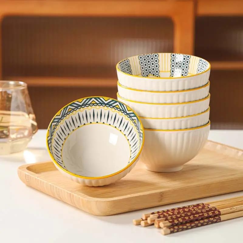 Hexwell Ceramic Bowl Set 330ml Set of 4 | Small Porcelain Bowls for Dessert Soup Snacks | Microwave Dishwasher Safe | Stackable Serving Bowls for Kitchen Dining Everyday Use - Image 2