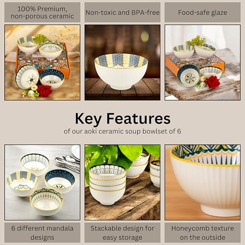 Hexwell Ceramic Bowl Set 330ml Set of 4 | Small Porcelain Bowls for Dessert Soup Snacks | Microwave Dishwasher Safe | Stackable Serving Bowls for Kitchen Dining Everyday Use - Image 4