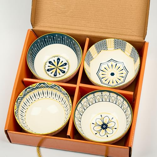 Hexwell Ceramic Bowl Set 330ml Set of 4 | Small Porcelain Bowls for Dessert Soup Snacks | Microwave Dishwasher Safe | Stackable Serving Bowls for Kitchen Dining Everyday Use - Image 1