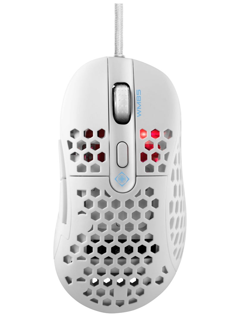 DELTACO GAMING - Ultra Light Wired Gaming Mouse White Optical Mouse with 6 Buttons 6 Adjustable DPI Settings Up to 6400 DPI - Image 1