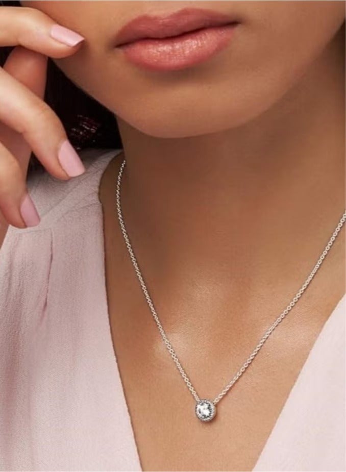 قلادة فضية دائرية من حجر البريق الأبدي للنساء