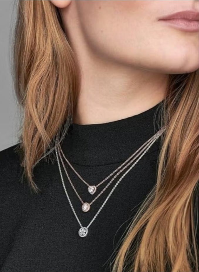 قلادة فضية دائرية من حجر البريق الأبدي للنساء