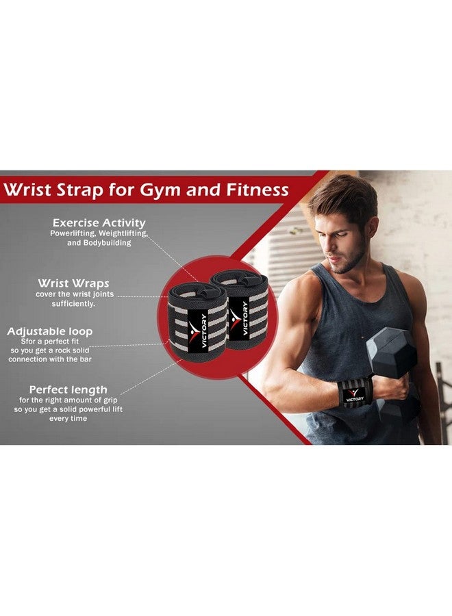 VICTORY Wrist Supporter for Gym Wrist Band for Men Gym & Women with Thumb Loop Straps - Wrist Wrap Gym Accessories for Men Hand Grip & Wrist Support Sports Straps for Gym (GREY) - Image 5
