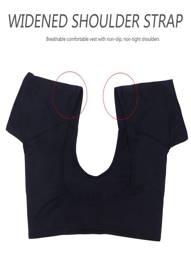 HEALLILY Women Sweat Proof Underarm Undershirt Pads - Reusable Armpit Sweat Guards Vest, Washable Sweat Absorbing Underarm Shield with Breathable Mesh for Summer Workout Daily Wear Black - Image 5
