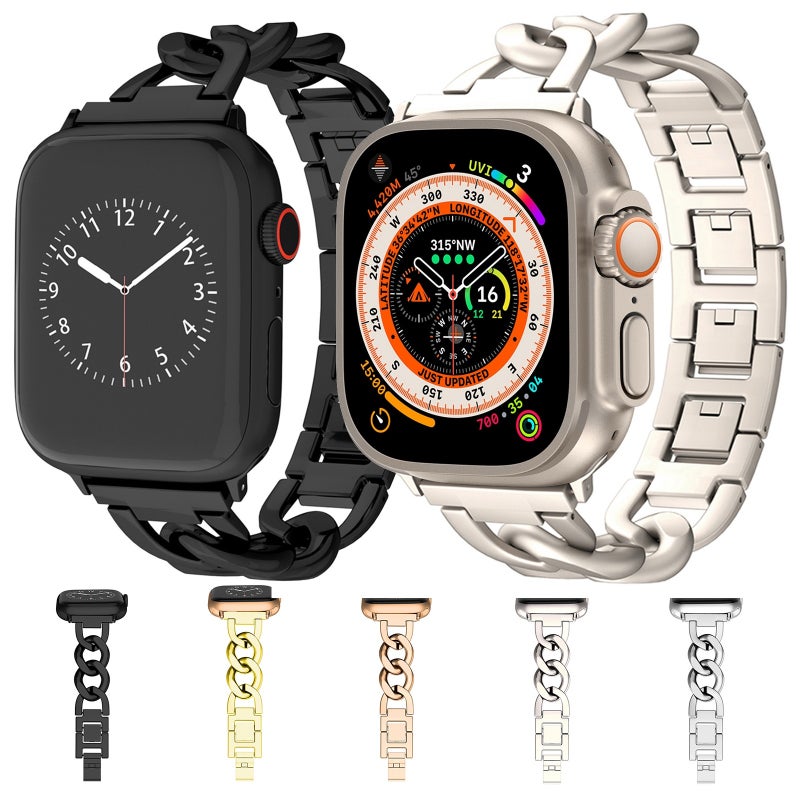 إيروريكس لساعة Apple Watch Se 2022 مقاس 40 مم، سوار ساعة معدني سريع الفك (أسود) - Image 5