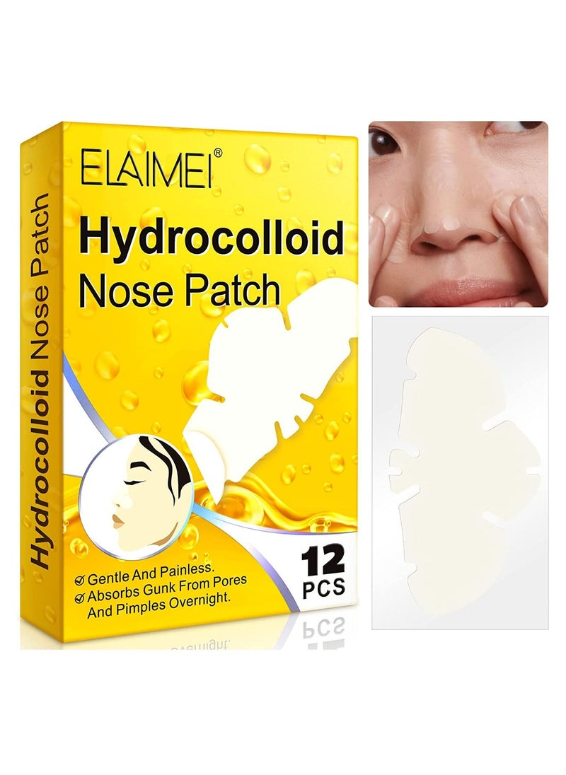 Elaimei - Hydrocolloid Nose Patch - Cleansing Pore Strip for Nose Pores, Pimples, Zits and Oil - Overnight Pore Strips to Absorb Acne Nose Gunk (12 Patches) - Image 1