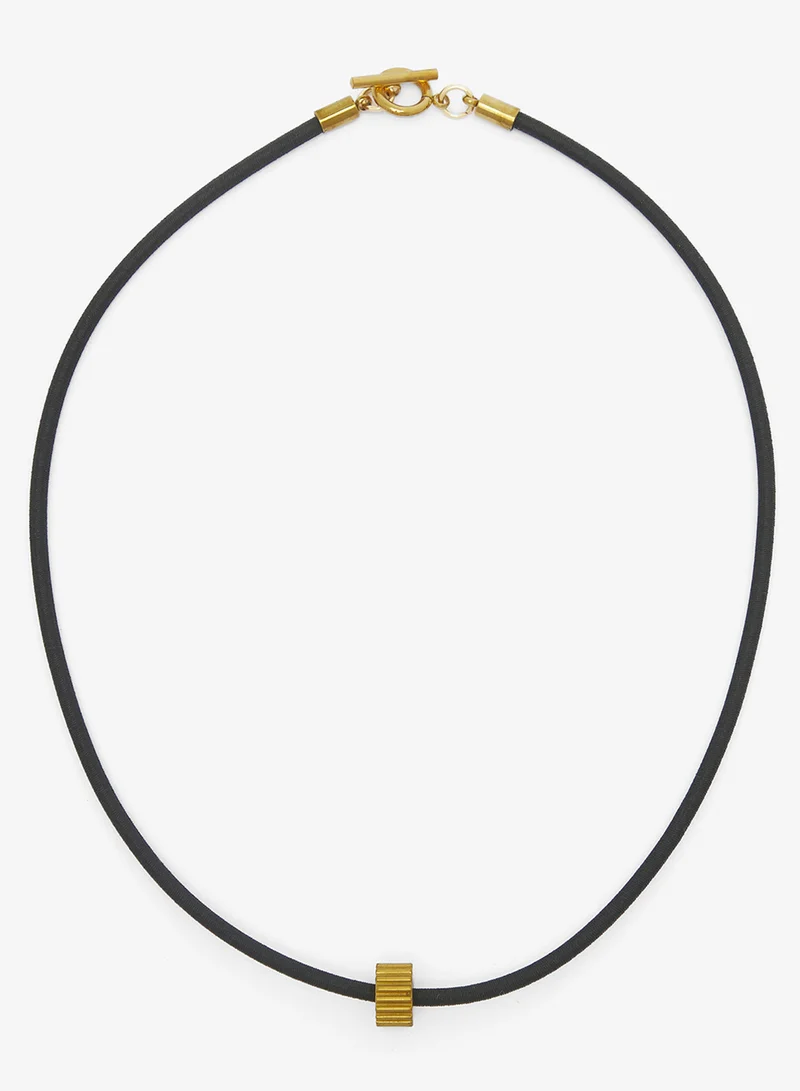 Seventy Five Solid Gold Leather Cord Charm Bracelet