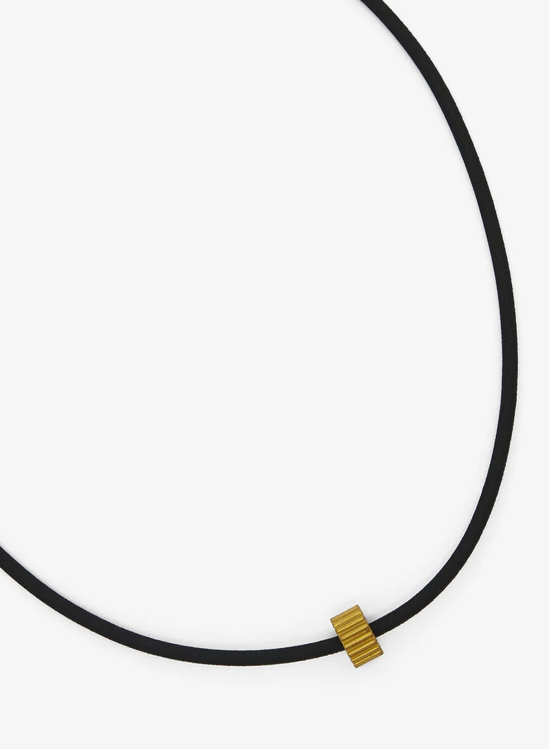 Seventy Five Solid Gold Leather Cord Charm Bracelet