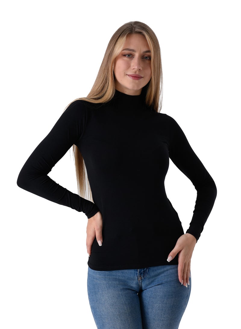 Milk Cotton Long Sleeve High Neck Body Top  - Image 1