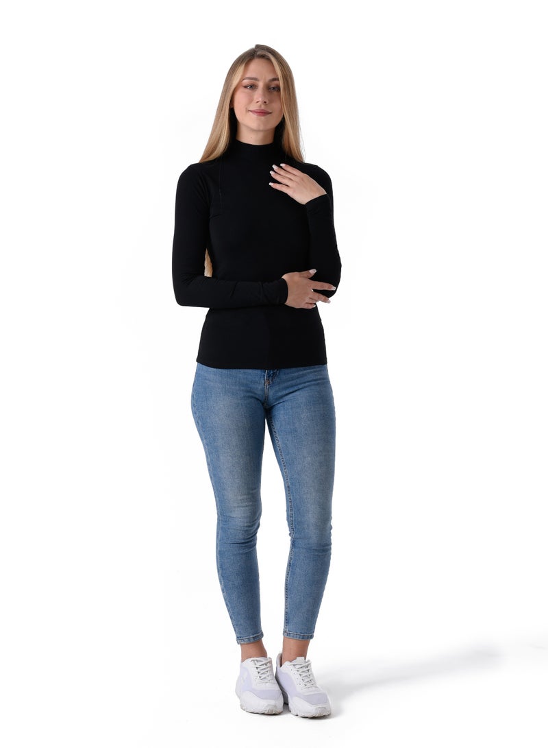 Milk Cotton Long Sleeve High Neck Body Top  - Image 2