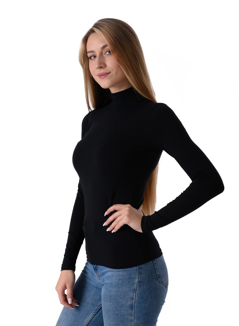 Milk Cotton Long Sleeve High Neck Body Top  - Image 3