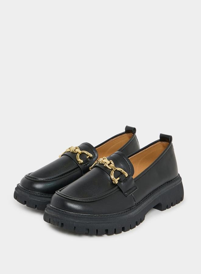 Styli Chain Detail Leather Look Loafers - Image 2