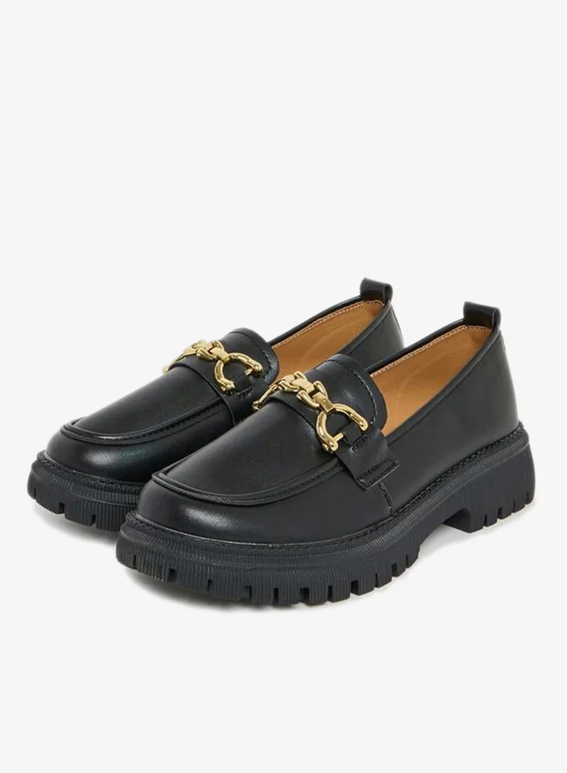 Styli  Chain Detail Leather Look Loafers for Women | Best Price UAE