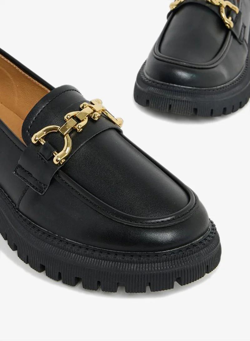 Styli  Chain Detail Leather Look Loafers for Women | Best Price UAE