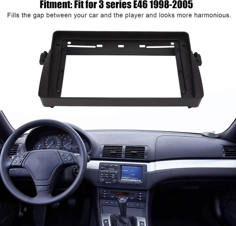 ويوبلز لوحة راديو ستيريو للسيارة مقاس 9 بوصات، غطاء راديو ستيريو للسيارة، طقم تركيب لوحة القيادة لسلسلة 3 E46 1998-2005 - Image 4