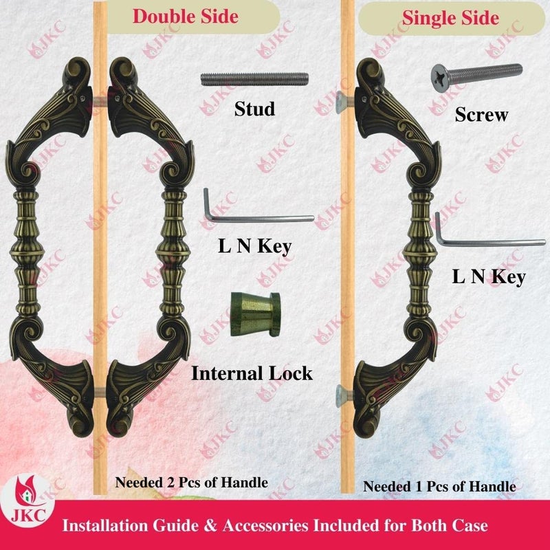JKC Antique Door Handles for Main Door HandleWardrobe Handle for Home Decoration 8 Inch Antique Finish - Image 3