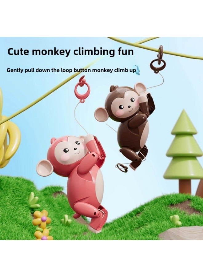 Small Monkey Toys For Children And Babies Creative Pull Rope Fun To Climb Rope Novelty Fun Shaking Sound Net Red-Color: Monkey Climbing Music - Image 2
