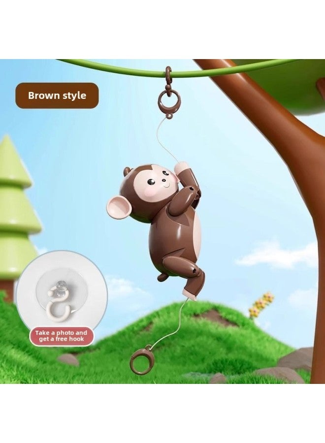 Small Monkey Toys For Children And Babies Creative Pull Rope Fun To Climb Rope Novelty Fun Shaking Sound Net Red-Color: Monkey Climbing Music - Image 1