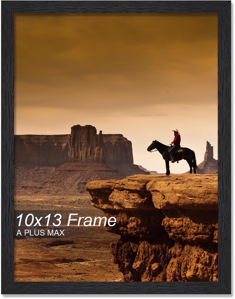 A PLUS MAX 10x13 Picture Frame, Black Engineered Wood Frame for 10 x 13 Inch Picture Poster Photo, Light Weight 10 by 13 Frame with Wood-grain for Wall - 1 Pack/Black/10 x13 - Image 1
